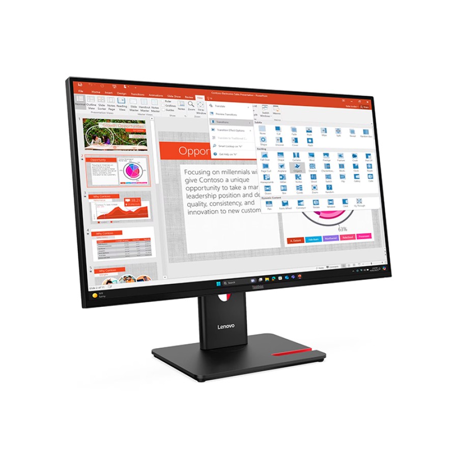Monitor Plano Lenovo ThinkVision T27-40, 27" WLED FHD IPS/HDMI/DP/VGA/USB-C/USB-B/USB-A x3